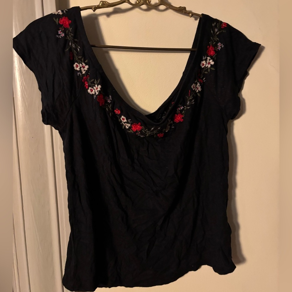 American eagle embroidered crop top